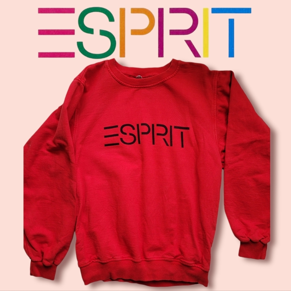 𝅺Y2K/1980s/1990s Esprit red crewneck in size S